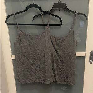 2 Pack Active Basic Charcoal Women's Camisole Top, Shelf Bra, L, EUC
